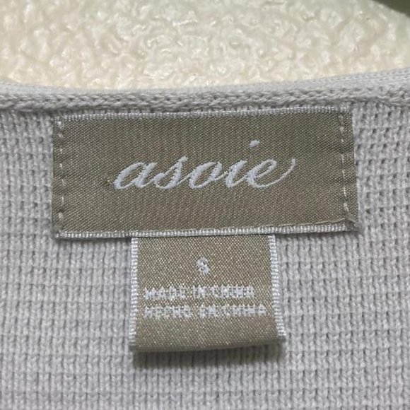 Asoie Women's Off White Open Front Silk Blend Knit Cardigan Sweater Size Small - Picture 4 of 6